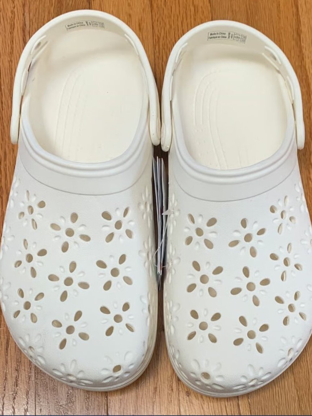White Crocs with Flower Cut Outs Size 8W 6M-- Make an Offer!